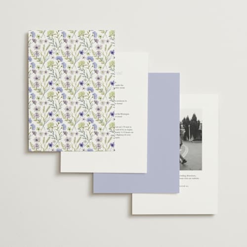 This is a lavender foil stamped wedding invitations with foil pressed by Yaling Hou Suzuki called bright garden printing on signature in standard