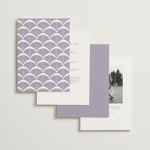 This is a powdered violet foil stamped wedding invitations with foil pressed by Janean Hinger called aurelia printing on signature in standard