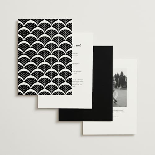 This is a black tie foil stamped wedding invitations with foil pressed by Janean Hinger called aurelia printing on signature in standard