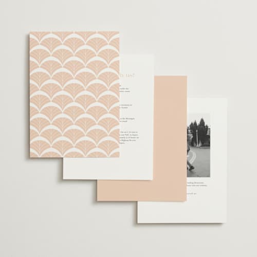 This is a soft peach foil stamped wedding invitations with foil pressed by Janean Hinger called aurelia printing on signature in standard