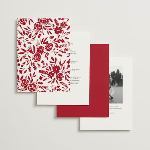 This is a ruby foil stamped wedding invitations with foil pressed by Yaling Hou Suzuki called garden vines printing on signature in standard