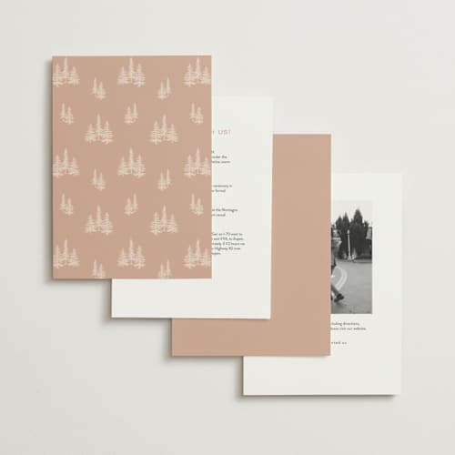 This is a petal foil stamped wedding invitations with foil pressed by Stacy Maalouf called gilded forest printing on signature in standard