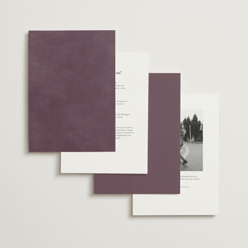 This is a aubergine foil stamped wedding invitations with foil pressed by Emily Betts called vintage oval printing on signature in standard