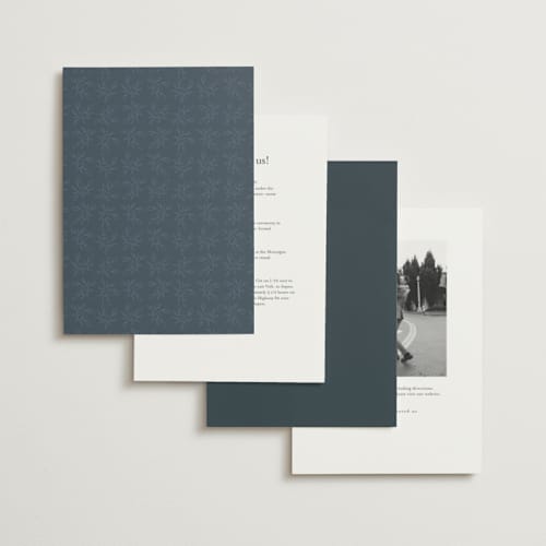 This is a night foil stamped wedding invitations with foil pressed by Hannah Williams called foil botanical frame printing on signature in standard
