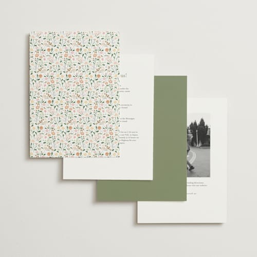 This is a lily foil stamped wedding invitations with foil pressed by Jennifer Wick called esther's garden printing on signature in standard