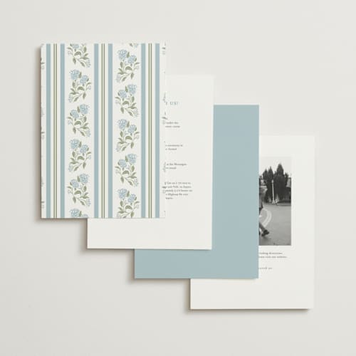 This is a dove foil stamped wedding invitations with foil pressed by Susan Zinader called shimmering hydrangeas printing on signature in standard