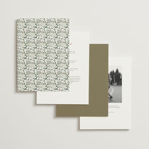 This is a blush foil stamped wedding invitations with foil pressed by Susan Moyal called blooming vine printing on signature in standard