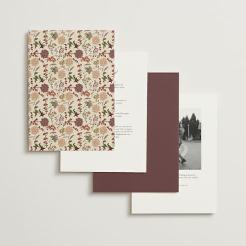 This is a copper foil stamped wedding invitations with foil pressed by Susan Moyal called garden whisper printing on signature in standard