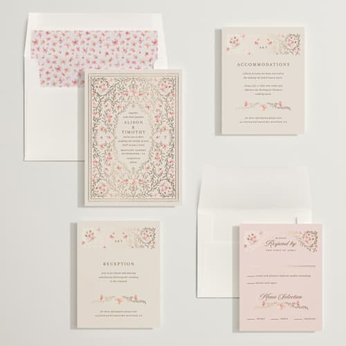 This is a versailles foil stamped wedding invitations with foil pressed by Claudia Orengo called victorian printing on signature in standard