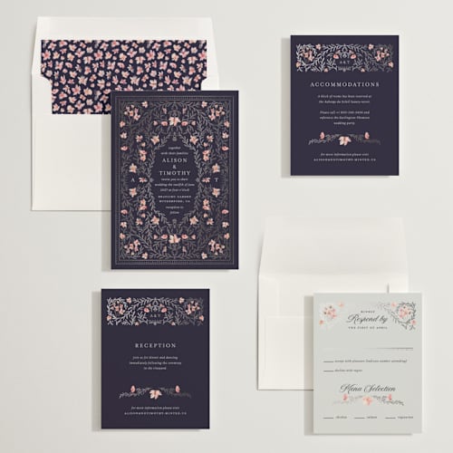 This is a westminster foil stamped wedding invitations with foil pressed by Claudia Orengo called victorian printing on signature in standard