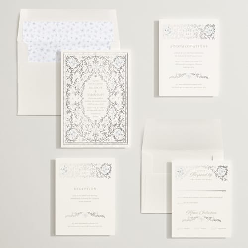 This is a balmoral foil stamped wedding invitations with foil pressed by Claudia Orengo called victorian printing on signature in standard
