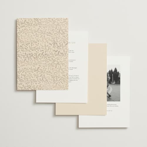 This is a sand foil stamped wedding invitations with foil pressed by Creo Study called leafy garland printing on signature in standard