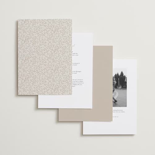 This is a almond foil stamped wedding invitations with foil pressed by Erin L. Wilson called trailing vines printing on signature in standard