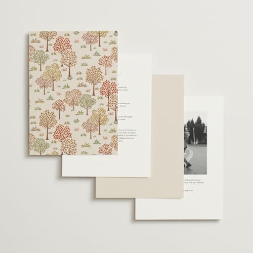 This is a autumnal foil stamped wedding invitations with foil pressed by Paper Sun Studio called countryside printing on signature in standard
