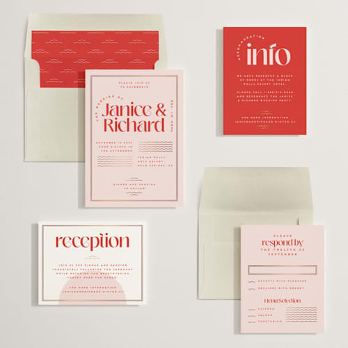This is a strawberry foil stamped wedding invitations with foil pressed by Claudia Orengo called news! printing on signature in standard