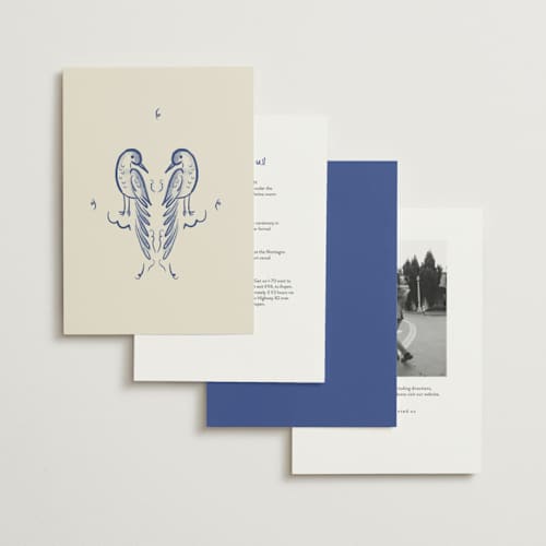 This is a marseille bleu foil stamped wedding invitations with foil pressed by Ani Somi called santa catalina printing on signature in standard