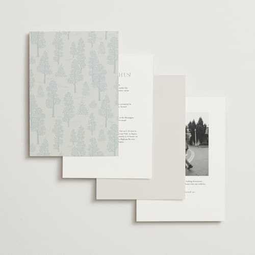 This is a evergreen foil stamped wedding invitations with foil pressed by Paper Sun Studio called mountaintop printing on signature in standard