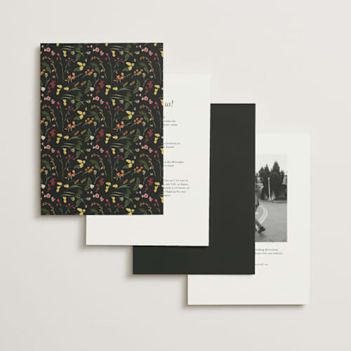 This is a mimosa foil stamped wedding invitations with foil pressed by Susan Moyal called enchanting printing on signature in standard