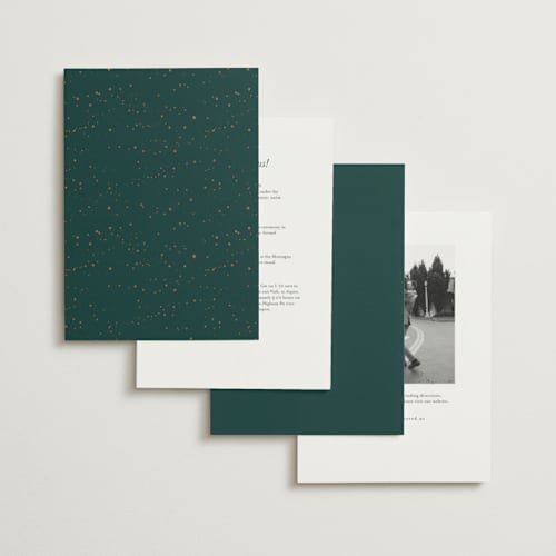 This is a pine foil stamped wedding invitations with foil pressed by Leah Bisch called winter garland printing on signature in standard