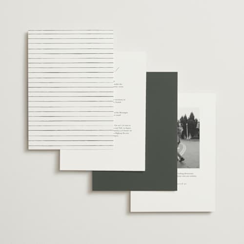 This is a hunter foil stamped wedding invitations with foil pressed by Sarah Brown called peaks printing on signature in standard