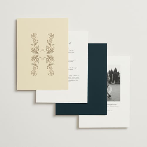 This is a midnight garden foil stamped wedding invitations with foil pressed by Simona Camp called gilded tapestry printing on signature in standard