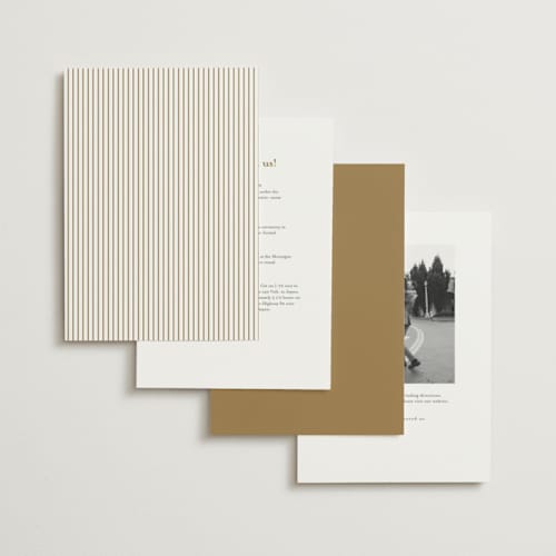 This is a champagne foil stamped wedding invitations with foil pressed by Carolyn MacLaren called timeless together printing on signature in standard