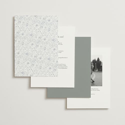 This is a powder blue foil stamped wedding invitations with foil pressed by Kristen Smith called wild roses printing on signature in standard