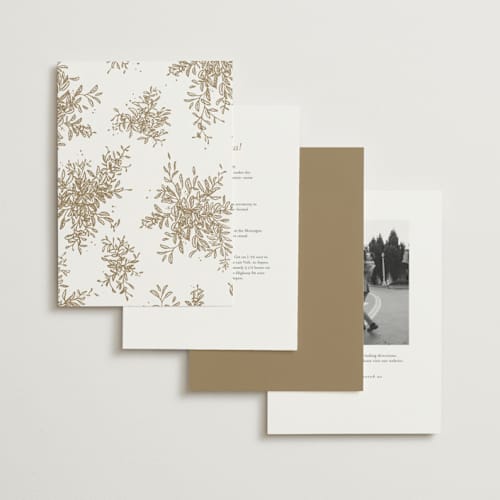 This is a porcelain foil stamped wedding invitations with foil pressed by Leah Bisch called reflection printing on signature in standard