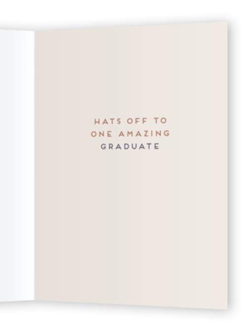 This is a cream graduation cards with standard by Gwen Bedat called congrats hats printing on signature in greeting cards