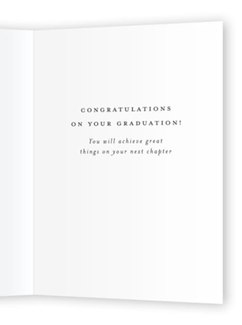 This is a book graduation cards with standard by Rebecca Durflinger called bookshelf printing on signature in greeting cards