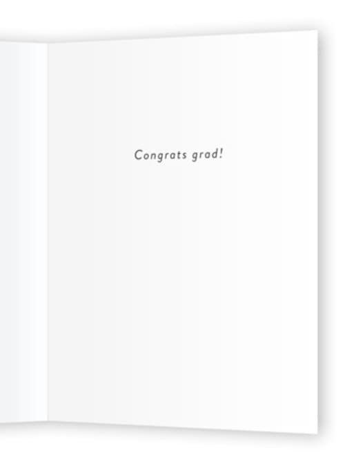 This is a ivory graduation cards with standard by Itsy Belle Studio called frenchie grad printing on signature in greeting cards