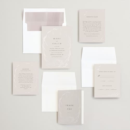 This is a pearl gloss press wedding invitations with gloss press by Ani Somi called kumamoto printing on signature in standard