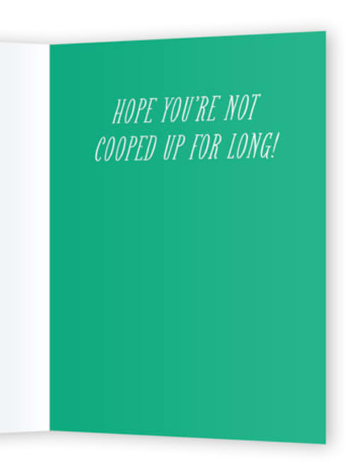 This is a putting green get well soon cards with standard by Jackie Crawford called chicken in on you printing on signature in greeting cards
