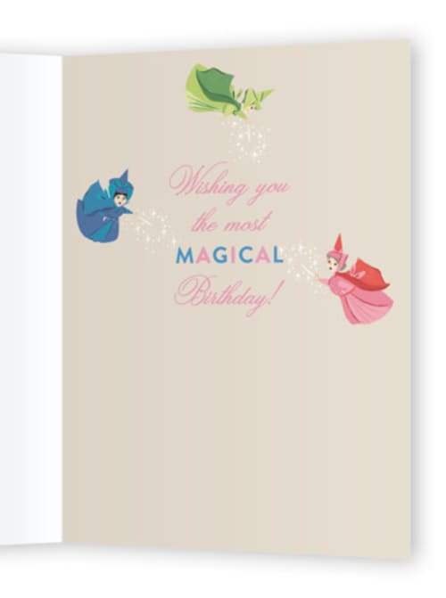 This is a bubblegum birthday cards for kids with standard by Jackie Crawford called disney's briar rose's birthday cake printing on signature in greeting cards