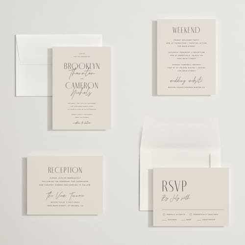 This is a linen petite wedding invitations with standard by Kelly Schmidt called arabilla overlap printing on signature in petite