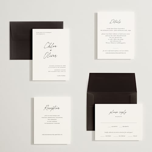 This is a jasmine petite wedding invitations with standard by Pippa Shaw called modern classic printing on signature in petite