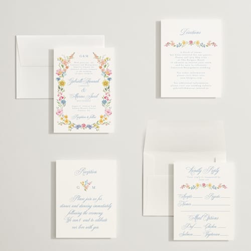 This is a meadow petite wedding invitations with standard by Petra Kern called everlasting romance printing on signature in petite