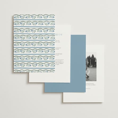 This is a periwinkle petite wedding invitations with standard by Alethea and Ruth called sweet vintage printing on signature in petite