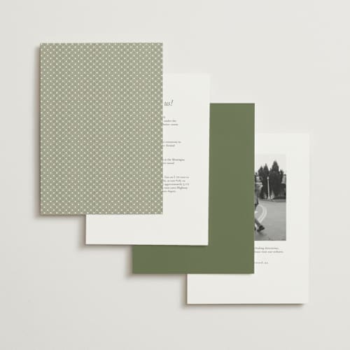 This is a moss petite wedding invitations with standard by Kelly Watkins called literary printing on signature in petite