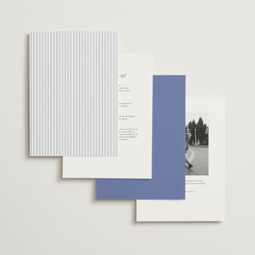 This is a periwinkle petite wedding invitations with standard by Jenna Holcomb called southern charm toile printing on signature in petite