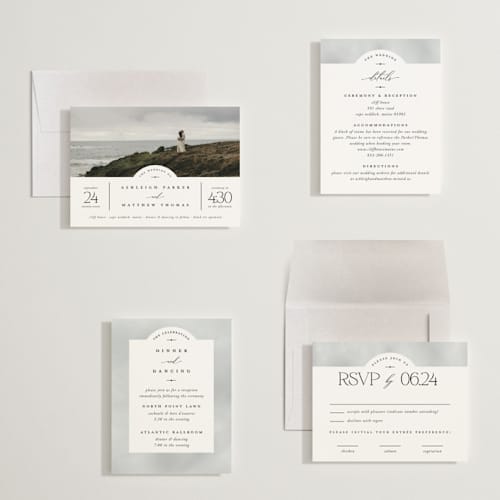 This is a cloud petite wedding invitations with standard by Heather Schertzer called panoramic printing on signature in petite