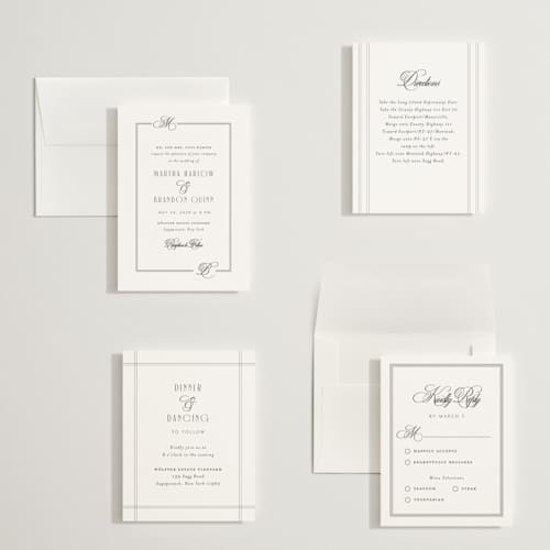 This is a tuxedo petite wedding invitations with standard by Nicoletta Savod called black tie elegance printing on signature in petite