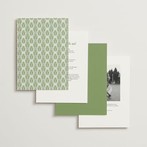 This is a leaf petite wedding invitations with standard by Olivia Raufman called palm monogram printing on signature in petite