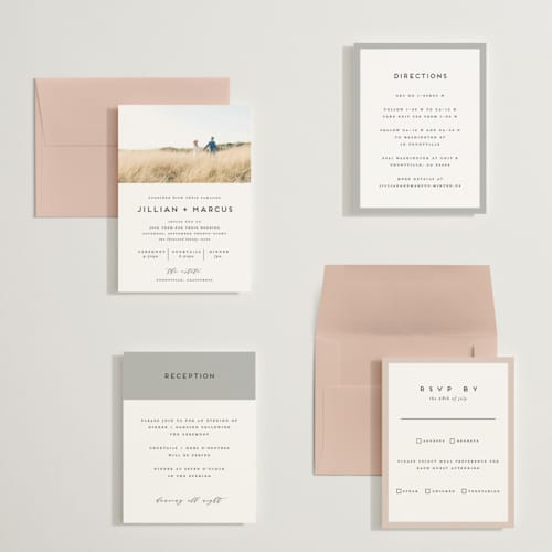This is a linen petite wedding invitations with standard by Christie Garcia called picturesque printing on signature in petite
