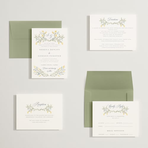 This is a spring petite wedding invitations with standard by Petra Kern called monogrammed printing on signature in petite