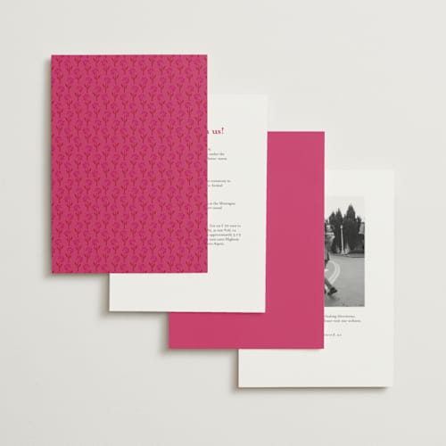 This is a fuchsia petite wedding invitations with standard by Pati Cascino called varna printing on signature in petite