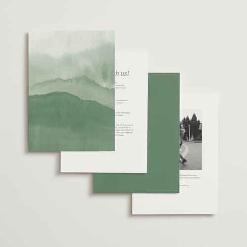 This is a fern petite wedding invitations with standard by Helen Halik called over the mountains printing on signature in petite