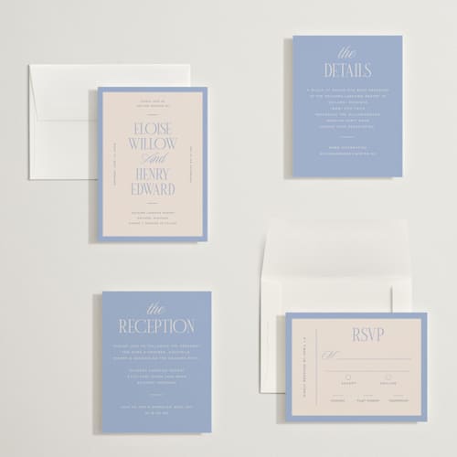 This is a canopy petite wedding invitations with standard by Pixel and Hank called threaded printing on signature in petite