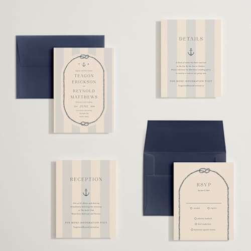 This is a sea breeze petite wedding invitations with standard by Rebecca Durflinger called nautical nuptials printing on signature in petite