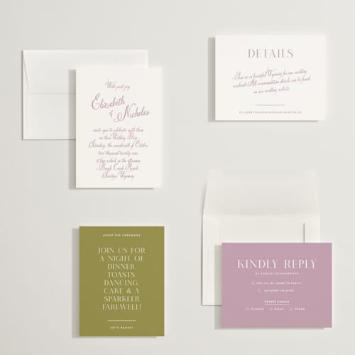 This is a lilac dreams petite wedding invitations with standard by Design Lotus called lavender dreams printing on signature in petite